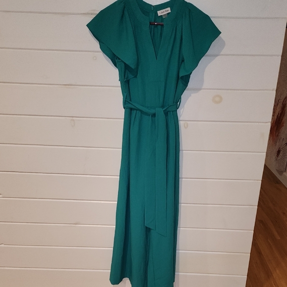 Calvin Klein Teal Maxi Pant/Dress with Belt - Picture 1 of 6